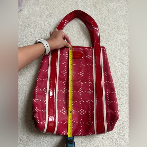 Kate Spade Red Patterned Oil Covered Canvas Purse - Picture 6 of 8